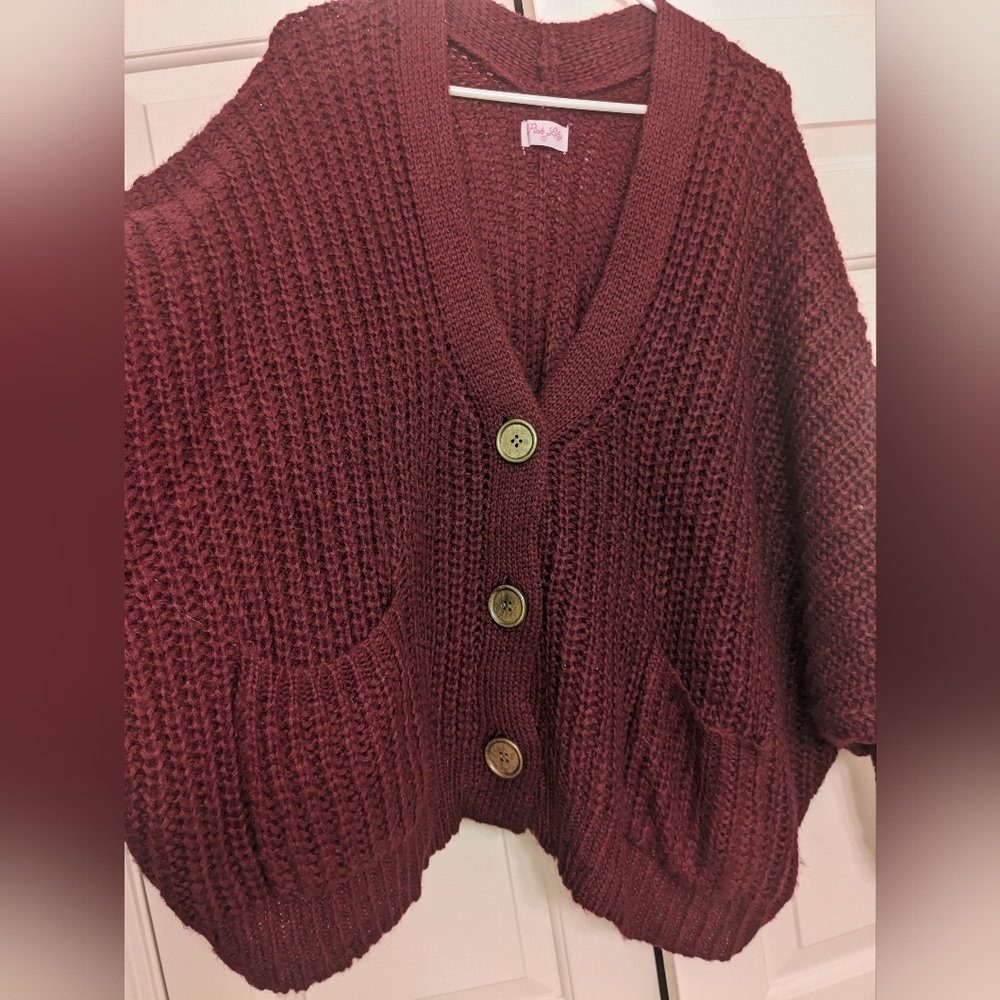 Burgundy Pink Lily Oversized Sweater